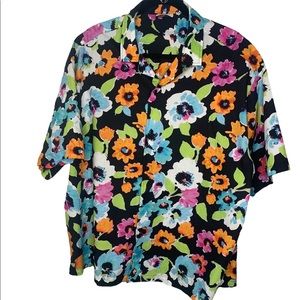 Floral oversized buttoned down shirt.
